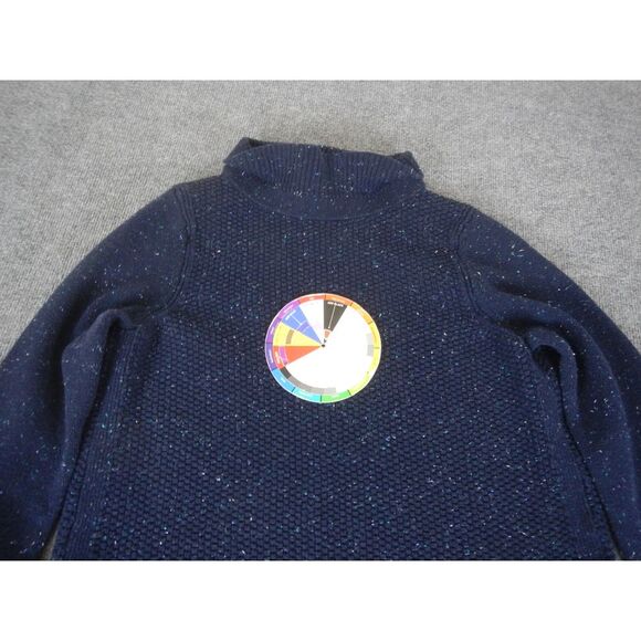 Talbots Sweater Button Side Detail Women's Size XL Navy Blue Sparkle Mock Neck - Picture 2 of 10